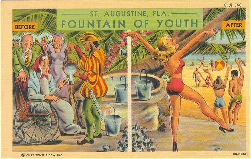 antique fountain of youth postcard